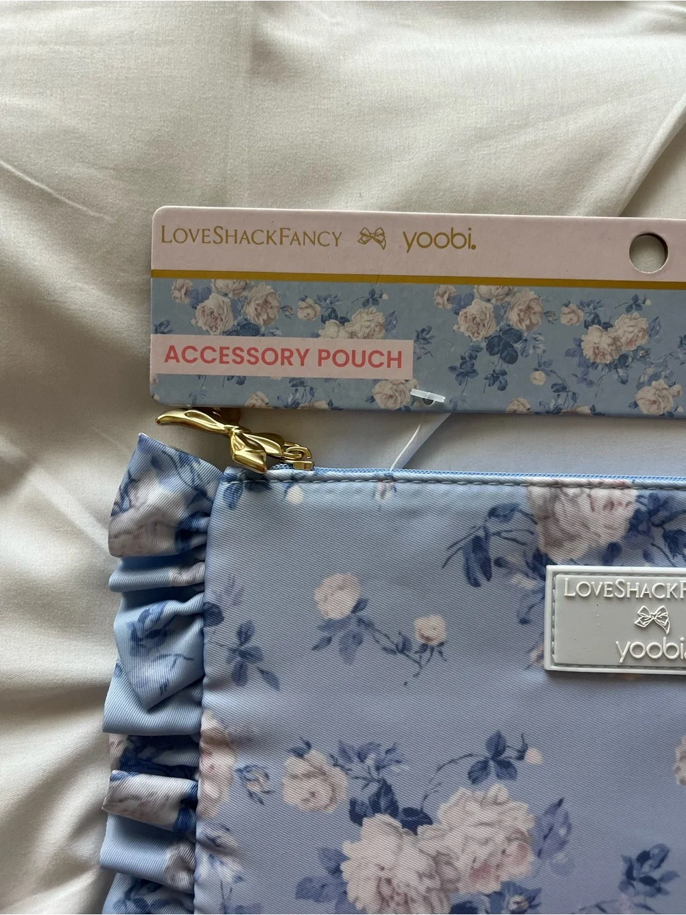 NWT Love Shack Fancy X Target Floral Ruffle Accessory Pouch - Blue